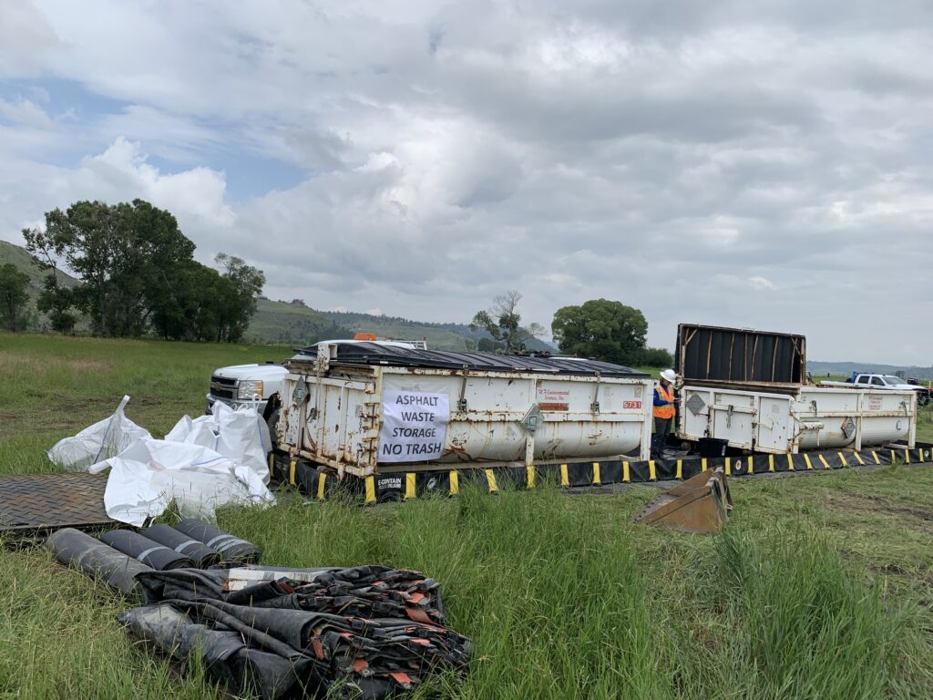 Asphalt waste storage